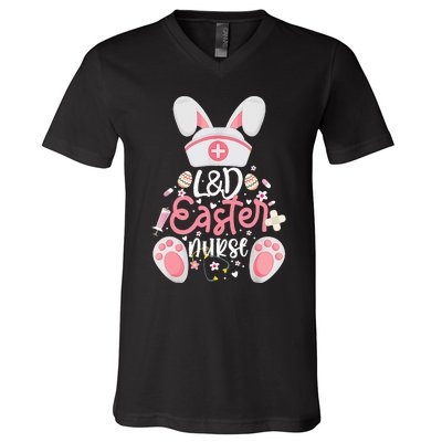 Easter Day L&D Nurse Outfit Bunny Labor And Delivery Easter V-Neck T-Shirt