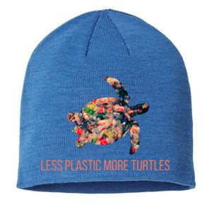 Earth Day Less Plastic More Turtles Pollution Awareness Great Gift Sustainable Beanie