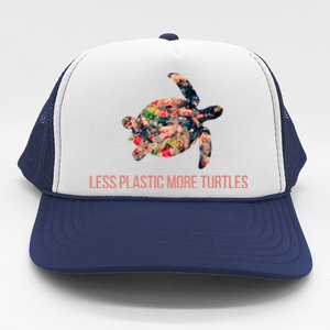 Earth Day Less Plastic More Turtles Pollution Awareness Great Gift Trucker Hat