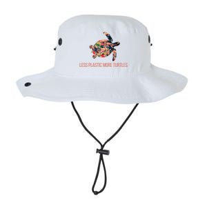 Earth Day Less Plastic More Turtles Pollution Awareness Great Gift Legacy Cool Fit Booney Bucket Hat