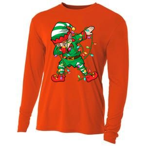 Elf Dab Lover Xmas Family Matching Elf Dabbing Christmas Funny Gift Cooling Performance Long Sleeve Crew