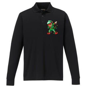 Elf Dab Lover Xmas Family Matching Elf Dabbing Christmas Funny Gift Performance Long Sleeve Polo