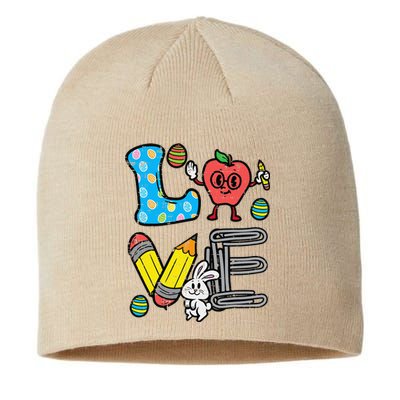 Easter Day Love Teacher Cute Bunny Prek Kindergarten Women Sustainable Beanie