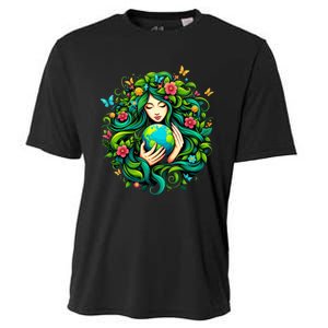 Earth Day Love Planet Awareness A Earth Day Dancing Earth Cooling Performance Crew T-Shirt