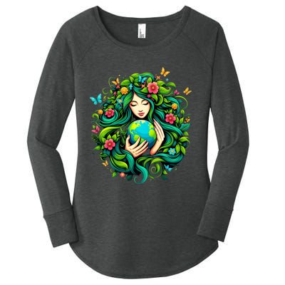 Earth Day Love Planet Awareness A Earth Day Dancing Earth Women's Perfect Tri Tunic Long Sleeve Shirt