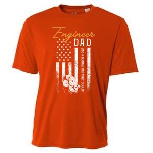 Engineer Dad Like A Normal Dad Only Cooler Flag Engineering Gift Cooling Performance Crew T-Shirt