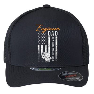 Engineer Dad Like A Normal Dad Only Cooler Flag Engineering Gift Flexfit Unipanel Trucker Cap