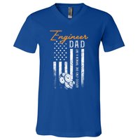 Engineer Dad Like A Normal Dad Only Cooler Flag Engineering Gift V-Neck T-Shirt