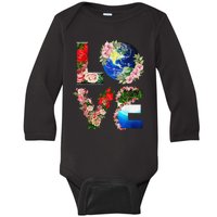 Earth Day Love Flowers Cute Earth Day Baby Long Sleeve Bodysuit