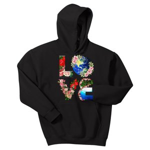 Earth Day Love Flowers Cute Earth Day Kids Hoodie