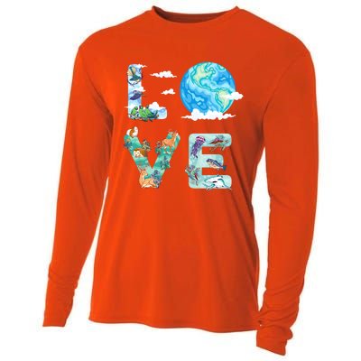 Earth Day Love Our Planet Save Animals The Environgreat Gift Cooling Performance Long Sleeve Crew