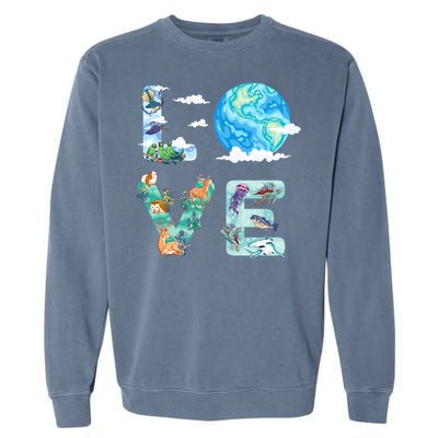 Earth Day Love Our Planet Save Animals The Environgreat Gift Garment-Dyed Sweatshirt