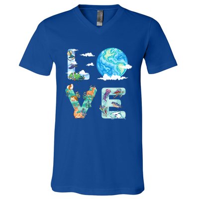 Earth Day Love Our Planet Save Animals The Environgreat Gift V-Neck T-Shirt