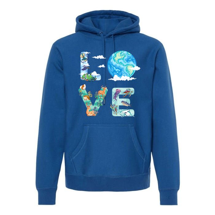 Earth Day Love Our Planet Save Animals The Environgreat Gift Premium Hoodie