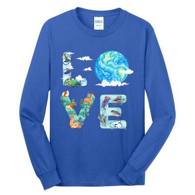 Earth Day Love Our Planet Save Animals The Environgreat Gift Tall Long Sleeve T-Shirt