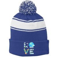 Earth Day Love Our Planet Save Animals The Environgreat Gift Stripe Pom Pom Beanie