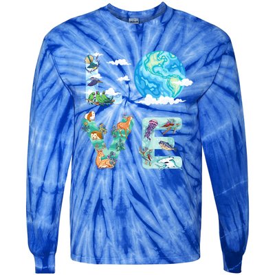 Earth Day Love Our Planet Save Animals The Environgreat Gift Tie-Dye Long Sleeve Shirt