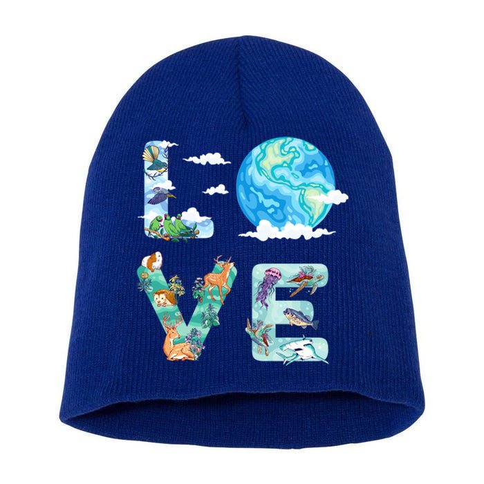 Earth Day Love Our Planet Save Animals The Environgreat Gift Short Acrylic Beanie