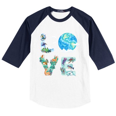 Earth Day Love Our Planet Save Animals The Environgreat Gift Baseball Sleeve Shirt