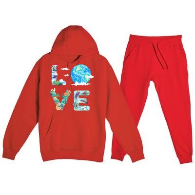 Earth Day Love Our Planet Save Animals The Environgreat Gift Premium Hooded Sweatsuit Set