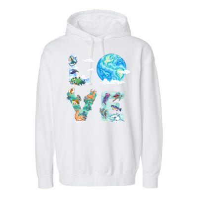 Earth Day Love Our Planet Save Animals The Environgreat Gift Garment-Dyed Fleece Hoodie