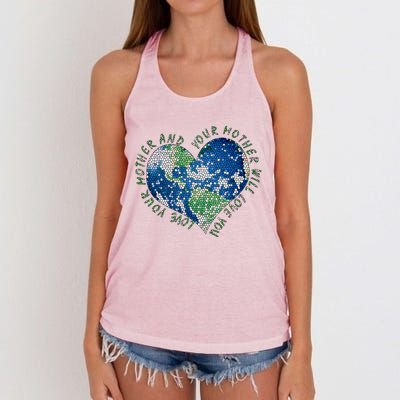 Earth Day Love Your Mother Heart Earth Climate Conservation Gift Women's Knotted Racerback Tank