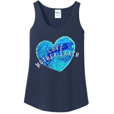 Earth Day Love Mother Earth Original Art Painted Earth Heart Ladies Essential Tank