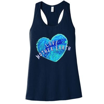 Earth Day Love Mother Earth Original Art Painted Earth Heart Women's Racerback Tank