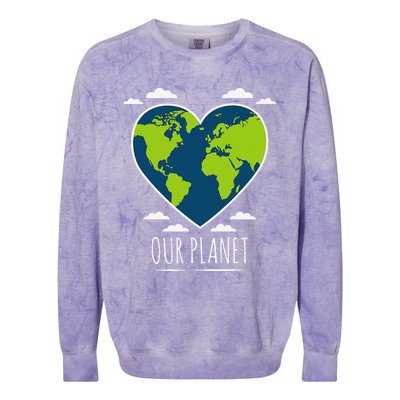 Earth Day Love Our Planet Climate Change Awareness Colorblast Crewneck Sweatshirt