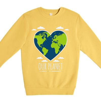 Earth Day Love Our Planet Climate Change Awareness Premium Crewneck Sweatshirt