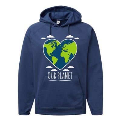 Earth Day Love Our Planet Climate Change Awareness Performance Fleece Hoodie