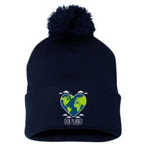 Earth Day Love Our Planet Climate Change Awareness Pom Pom 12in Knit Beanie