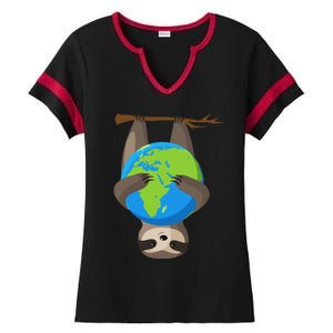 Earth Day Love The Earth Sloth Environmentalist Ecology Ladies Halftime Notch Neck Tee