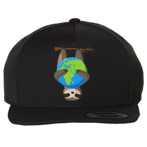 Earth Day Love The Earth Sloth Environmentalist Ecology Wool Snapback Cap