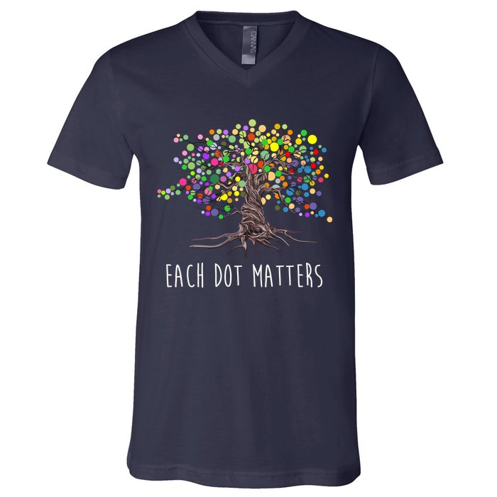 Each Dot Matters Colorful Unity Tree V-Neck T-Shirt