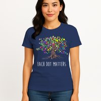 Each Dot Matters Colorful Unity Tree Womens T-Shirt