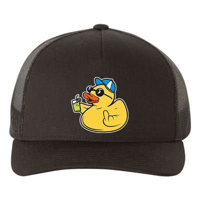 Evil Duck Middle Finger Cheeky Rubber Duck Yupoong Adult 5-Panel Trucker Hat