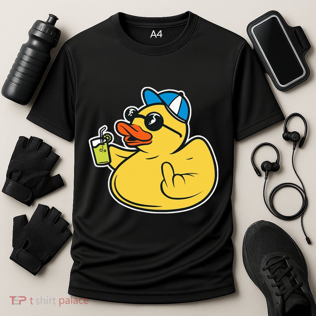 Evil Duck Middle Finger Cheeky Rubber Duck Performance Shirt