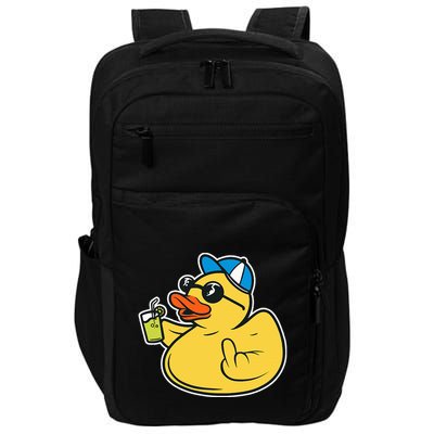 Evil Duck Middle Finger Cheeky Rubber Duck Impact Tech Backpack