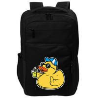 Evil Duck Middle Finger Cheeky Rubber Duck Impact Tech Backpack