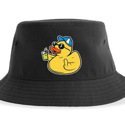 Evil Duck Middle Finger Cheeky Rubber Duck Sustainable Bucket Hat