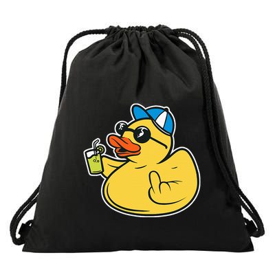 Evil Duck Middle Finger Cheeky Rubber Duck Drawstring Bag