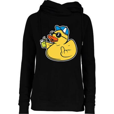 Evil Duck Middle Finger Cheeky Rubber Duck Womens Funnel Neck Pullover Hood
