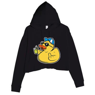 Evil Duck Middle Finger Cheeky Rubber Duck Crop Fleece Hoodie
