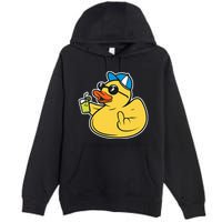 Evil Duck Middle Finger Cheeky Rubber Duck Premium Pullover Hoodie