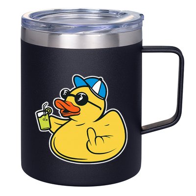 Evil Duck Middle Finger Cheeky Rubber Duck 12oz Stainless Steel Coffee Mug