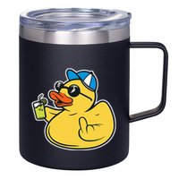 Evil Duck Middle Finger Cheeky Rubber Duck 12oz Stainless Steel Coffee Mug