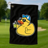 Evil Duck Middle Finger Cheeky Rubber Duck Golf Towel