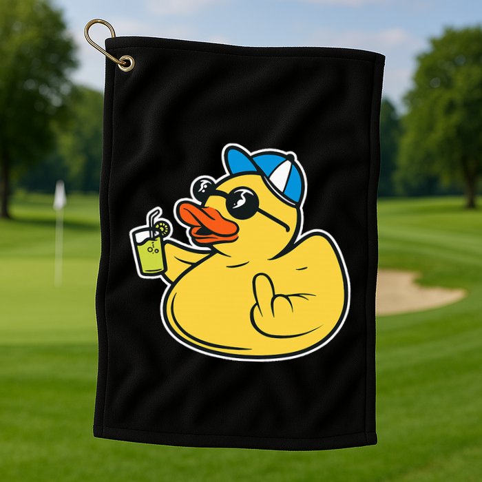 Evil Duck Middle Finger Cheeky Rubber Duck Golf Towel