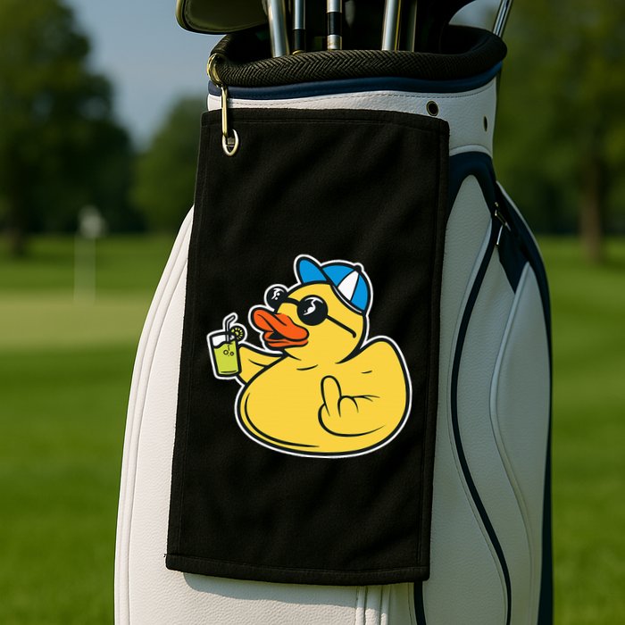 Evil Duck Middle Finger Cheeky Rubber Duck Golf Towel